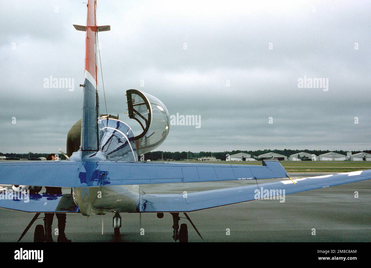 A rear view of a Swissmade Pilatus PC9 aircraft that is undergoing
