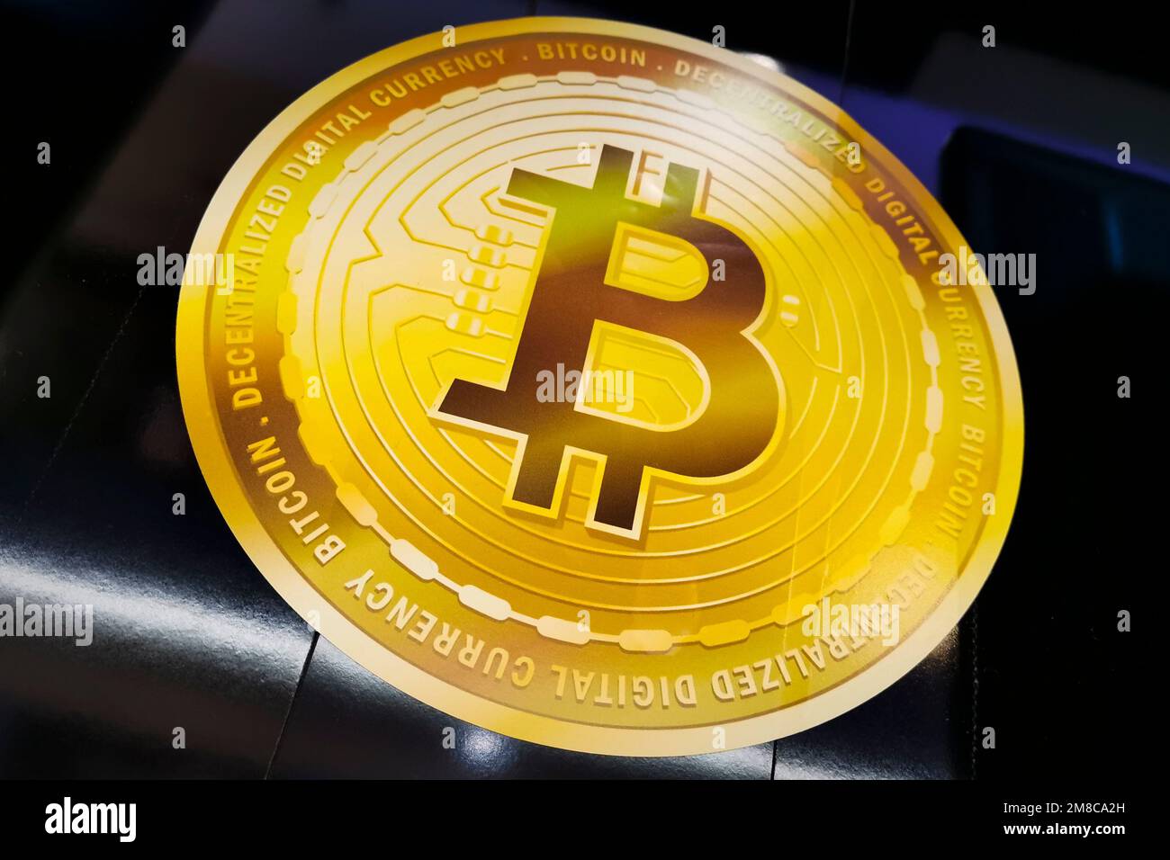 Krakow, Poland. 11th Jan, 2023. Bitcoin symbol is displayed in a window of  a money exchange office in a shopping center in Krakow, Poland on January  11, 2023. (Credit Image: © Beata