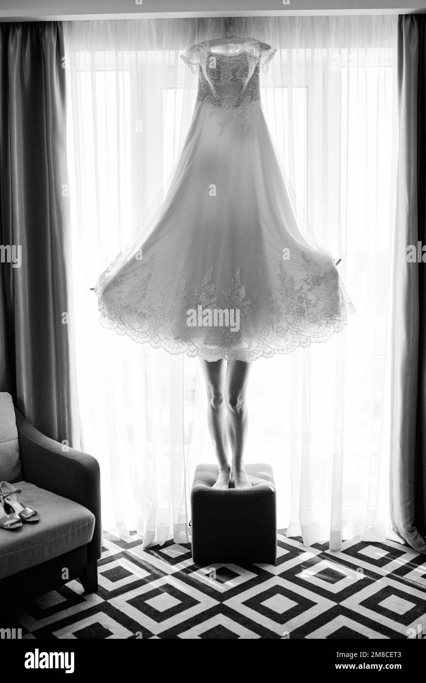 perfect wedding dress on the wedding day Stock Photo Alamy