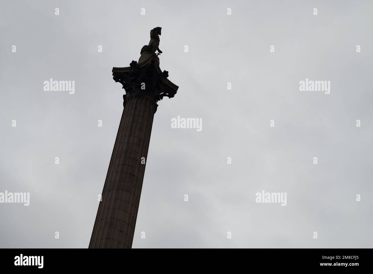 Nelson's Column is a momument at Trafalgar Square commemorating on of Britains many wars Stock Photo