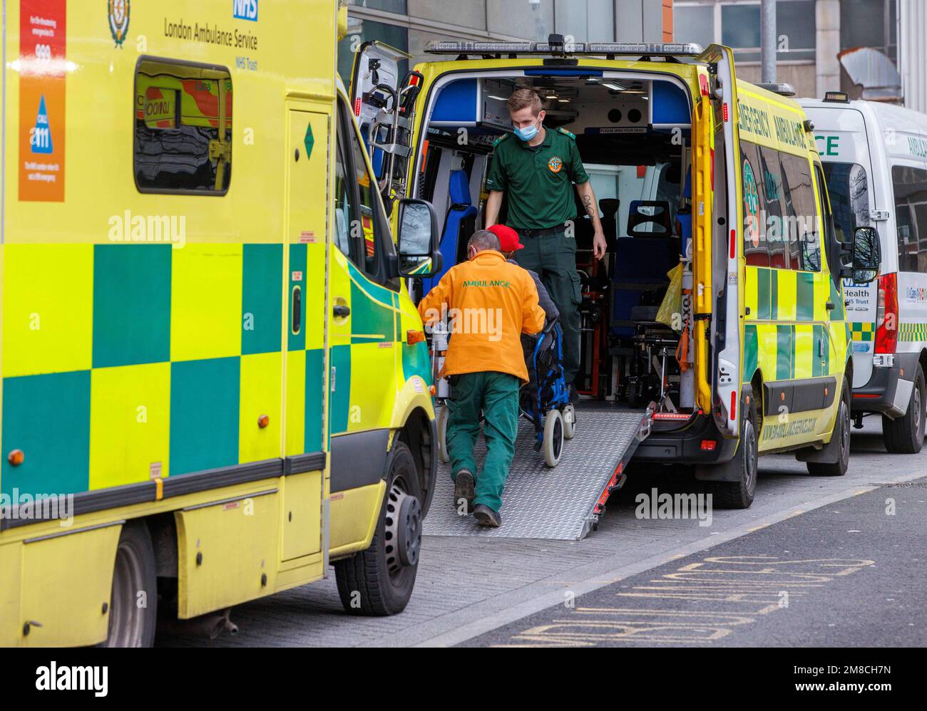NHS ambulances outside the Royal London Hospital in Whitechapel