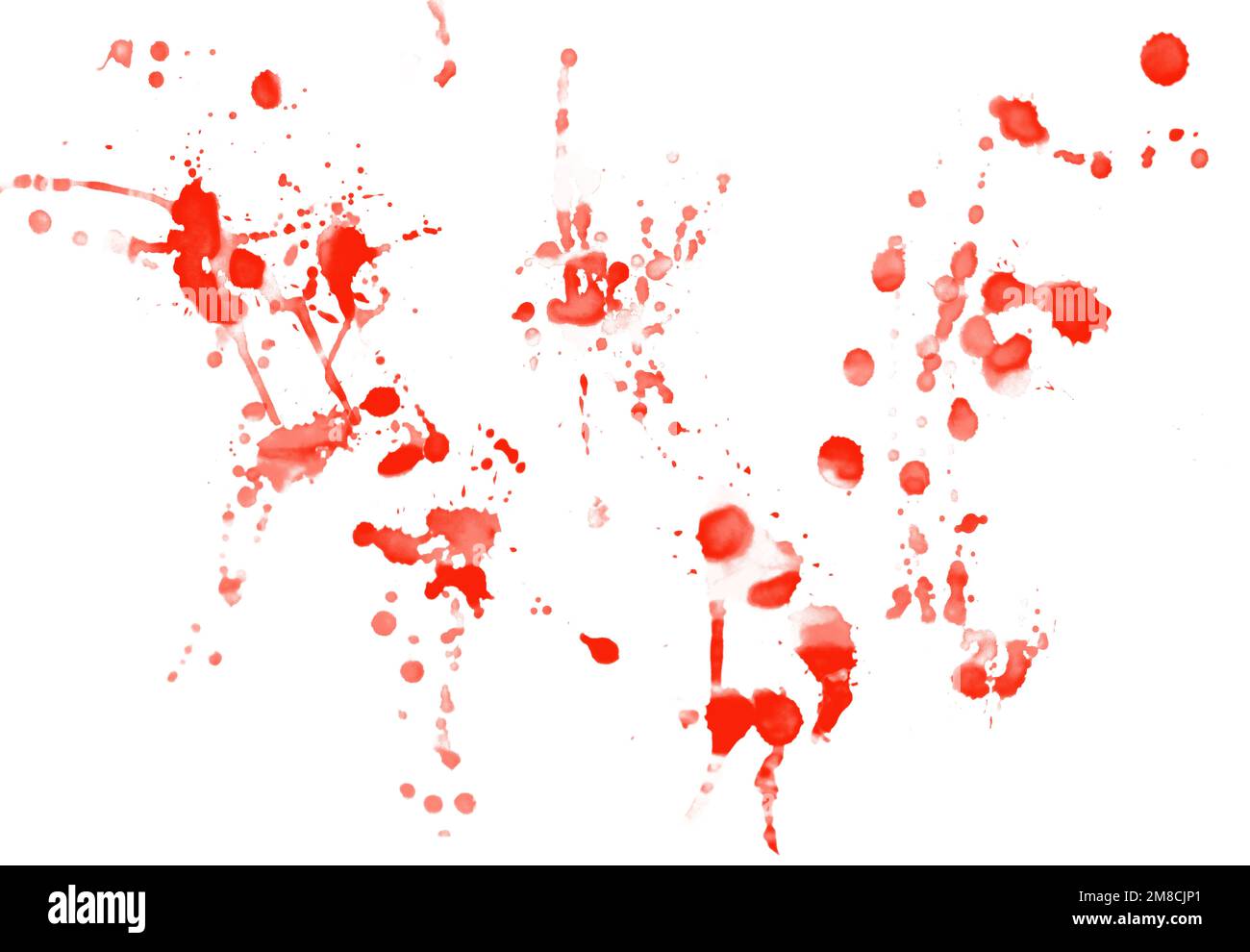 Red blood splatter stain on white background Stock Photo