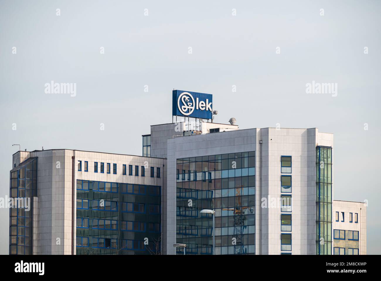Ljubljana, Slovenia - 12 January 2023: Lek the pharmaceutical company owned by Novartis and Sandoz Stock Photo