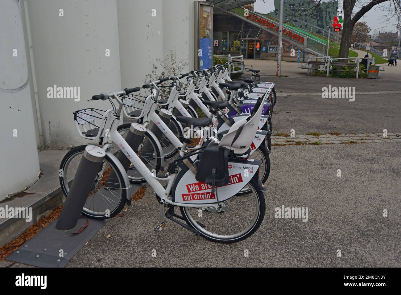 WienMobil bicycle rental docking stations in Vienna, Austria, The bike hire scheme operates 3000 cycles at fixed and digital docking stations Stock Photo