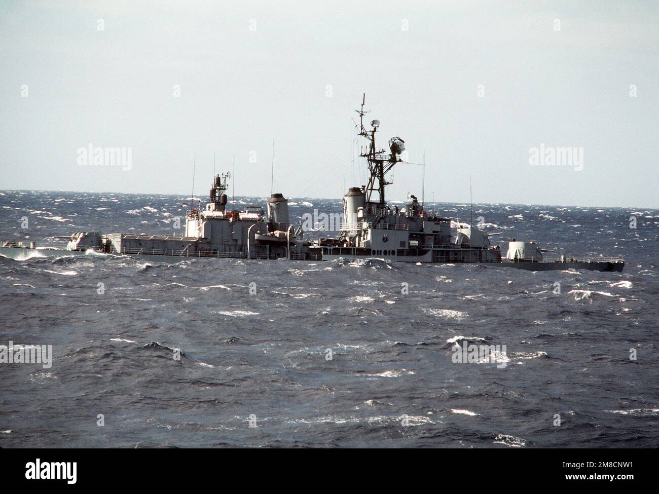 The Brazilian destroyer ALAGOAS (D36) operates in rough seas during