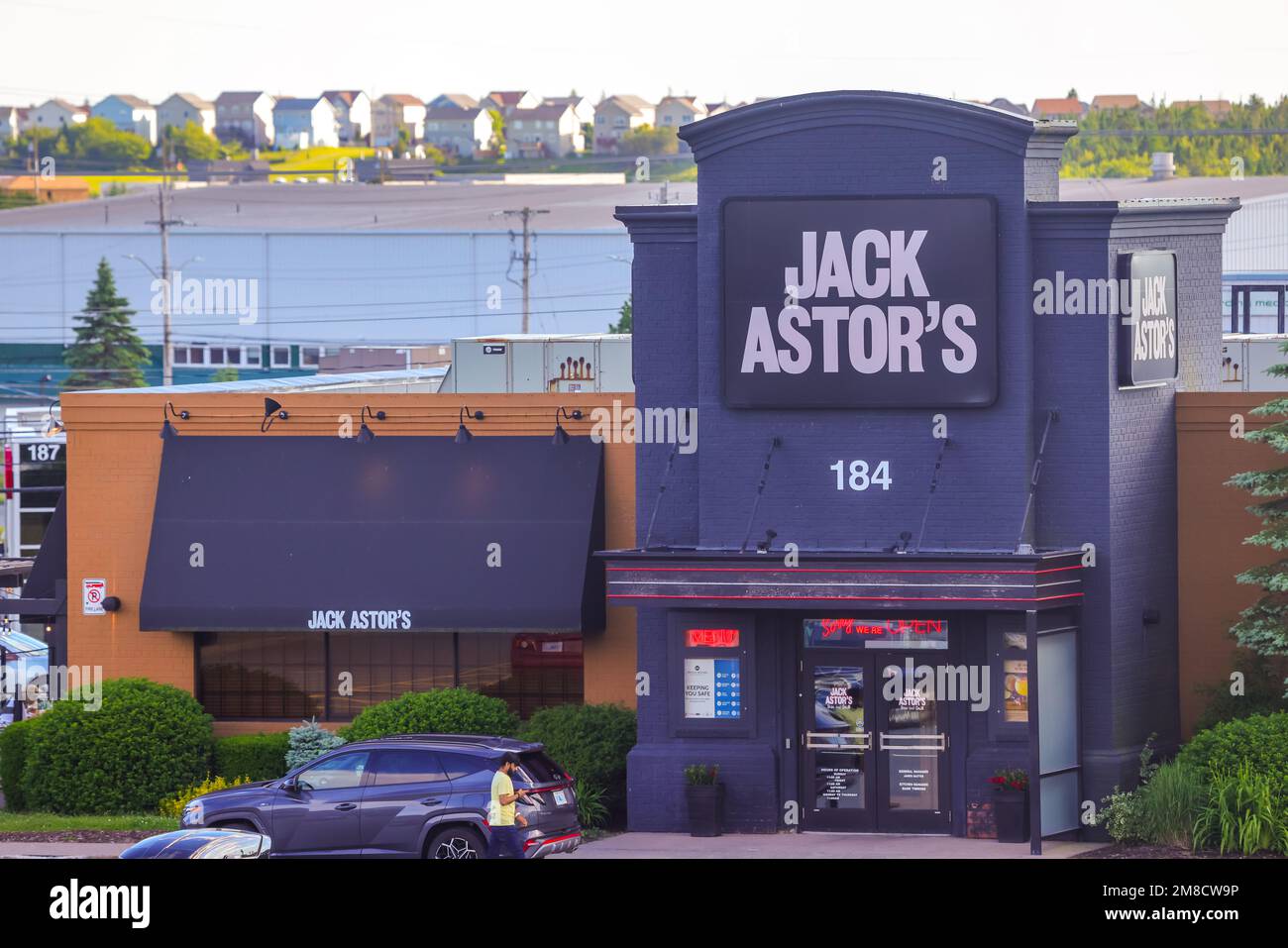 JACK ASTOR's Bar and Grill Restaurant store front. A Canadian chain of bar and grill specialized in breads, burgers, sandwiches, wraps Stock Photo