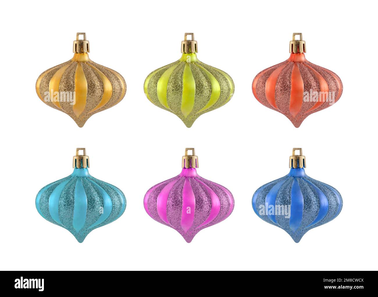 Set of colorful christmas balls isolated on white background Stock Photo