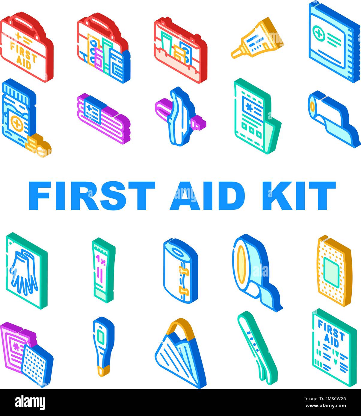 first aid kit medicine health icons set vector Stock Vector Image & Art ...