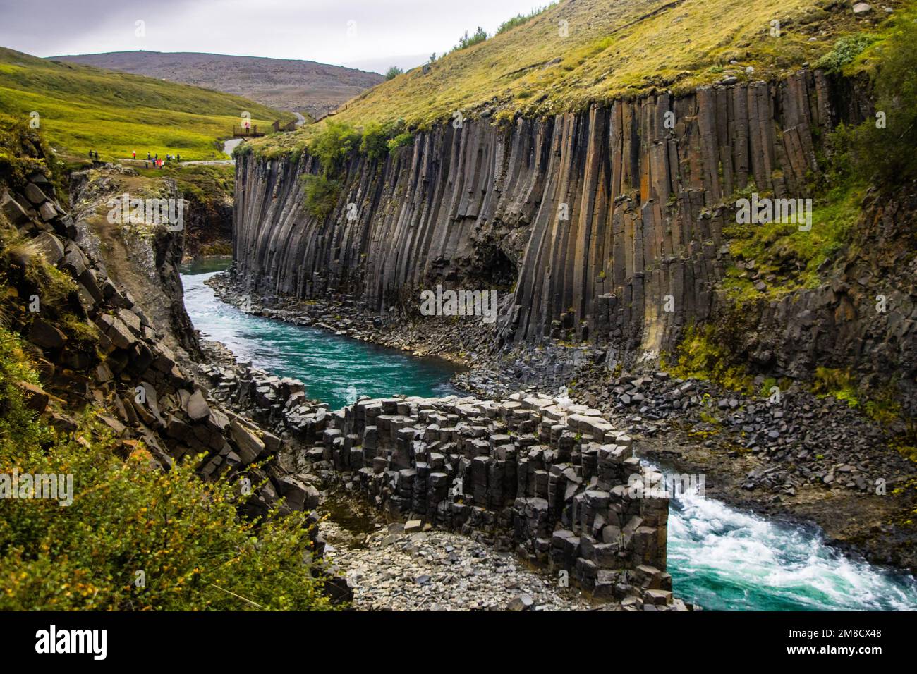 Studlafoss and Studlagil Basalt Rock Columns  Canyon Dramatic Landscape river in Jokuldalur, Iceland Stock Photo