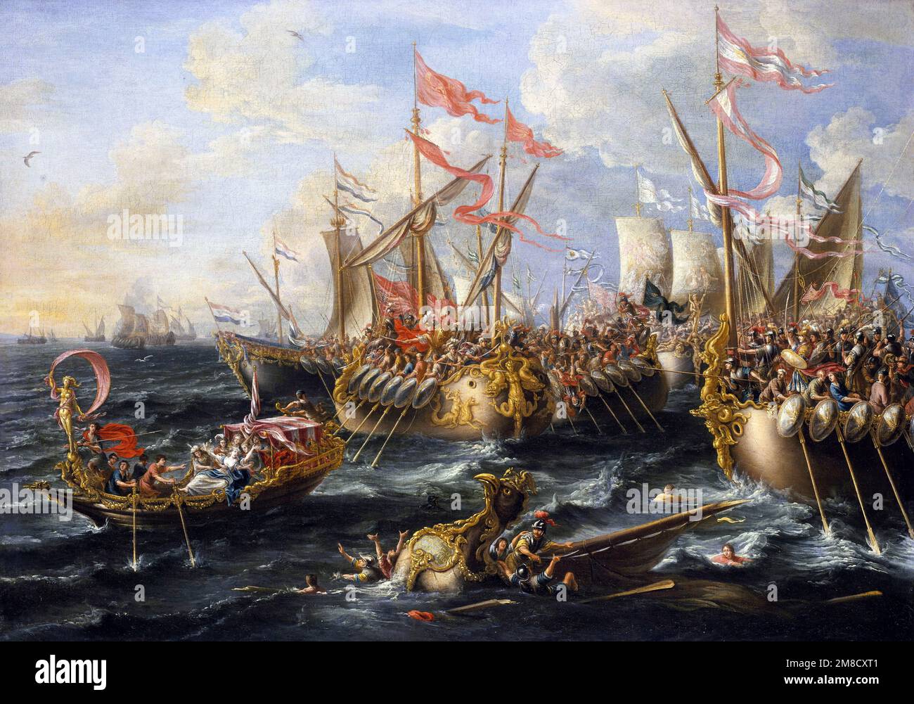 The Battle of Actium (31 BC) by Lorenzo A. Castro  (1664–1700), oil on canvas, 1672 Stock Photo