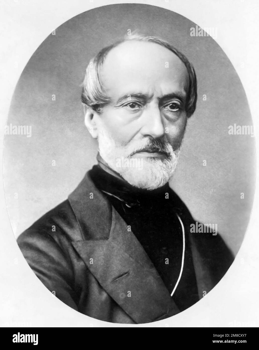 Giuseppe Mazzini. Portrait of the politician and activist for the unification of Italy, Giuseppe Mazzini (1805-1872), 1860 Stock Photo