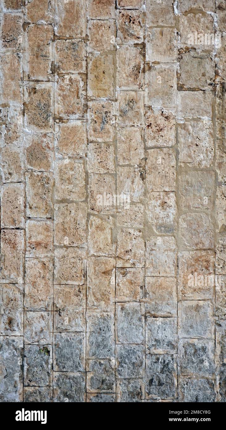 Stone Wall Weathered Obsolete Texture. Aged Brickwork. Distressed