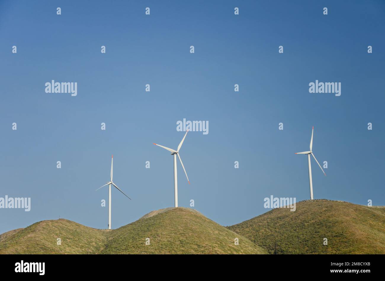 Wind Turbines On The Hills, Hatay, Turkey Stock Photo