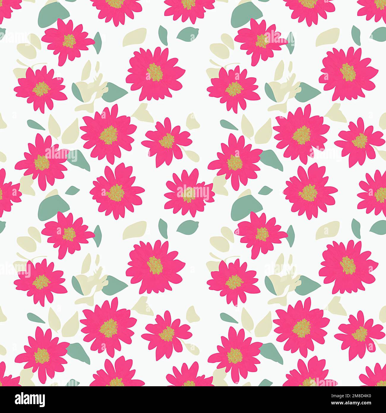 Floral seamless pattern design with red flowers and green leaves on ...