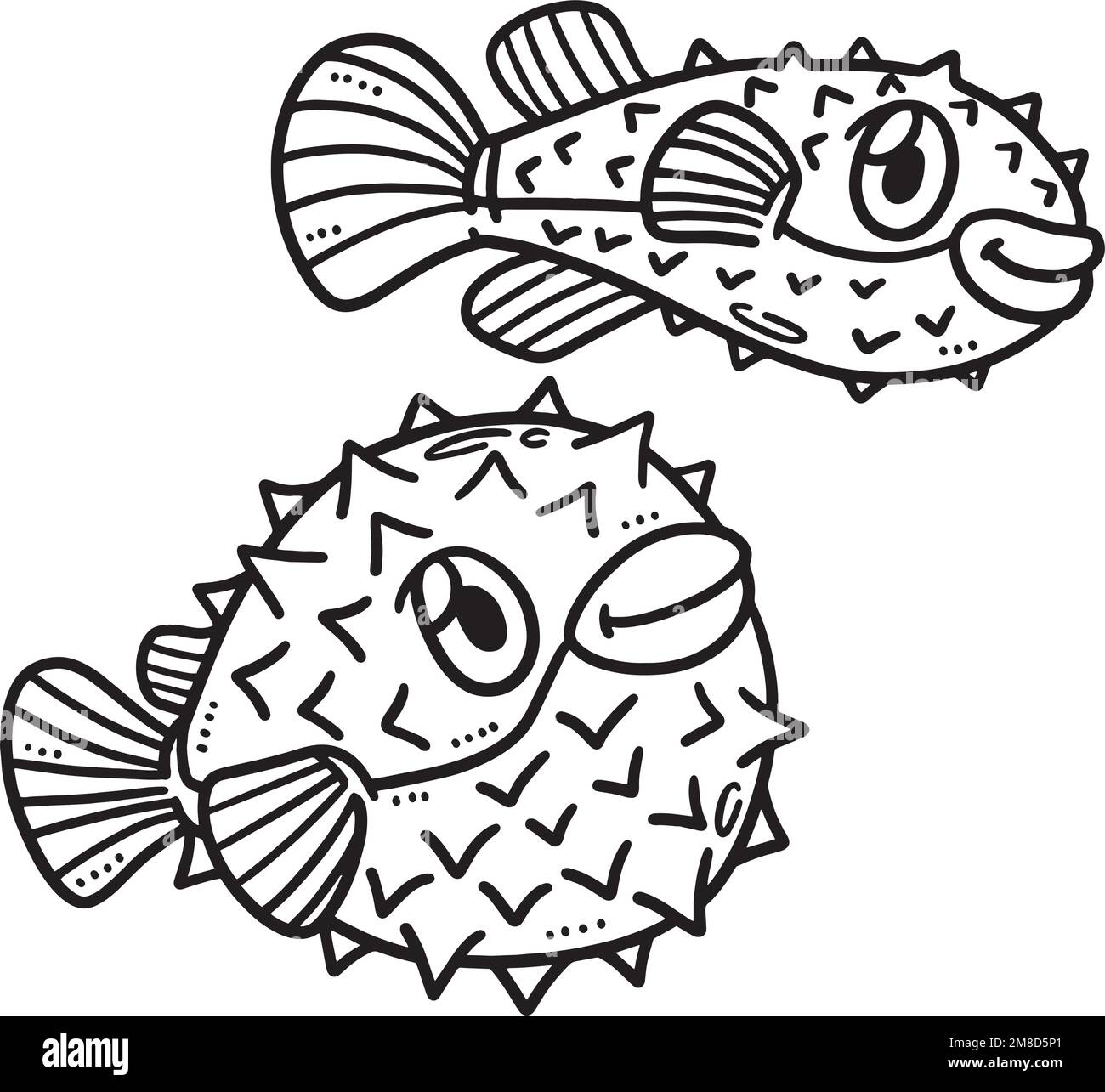 Baby Pufferfish Isolated Coloring Page for Kids Stock Vector