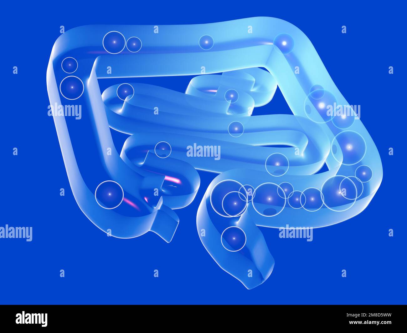 3d crystal illustration of the digestive system, with gases in the ...
