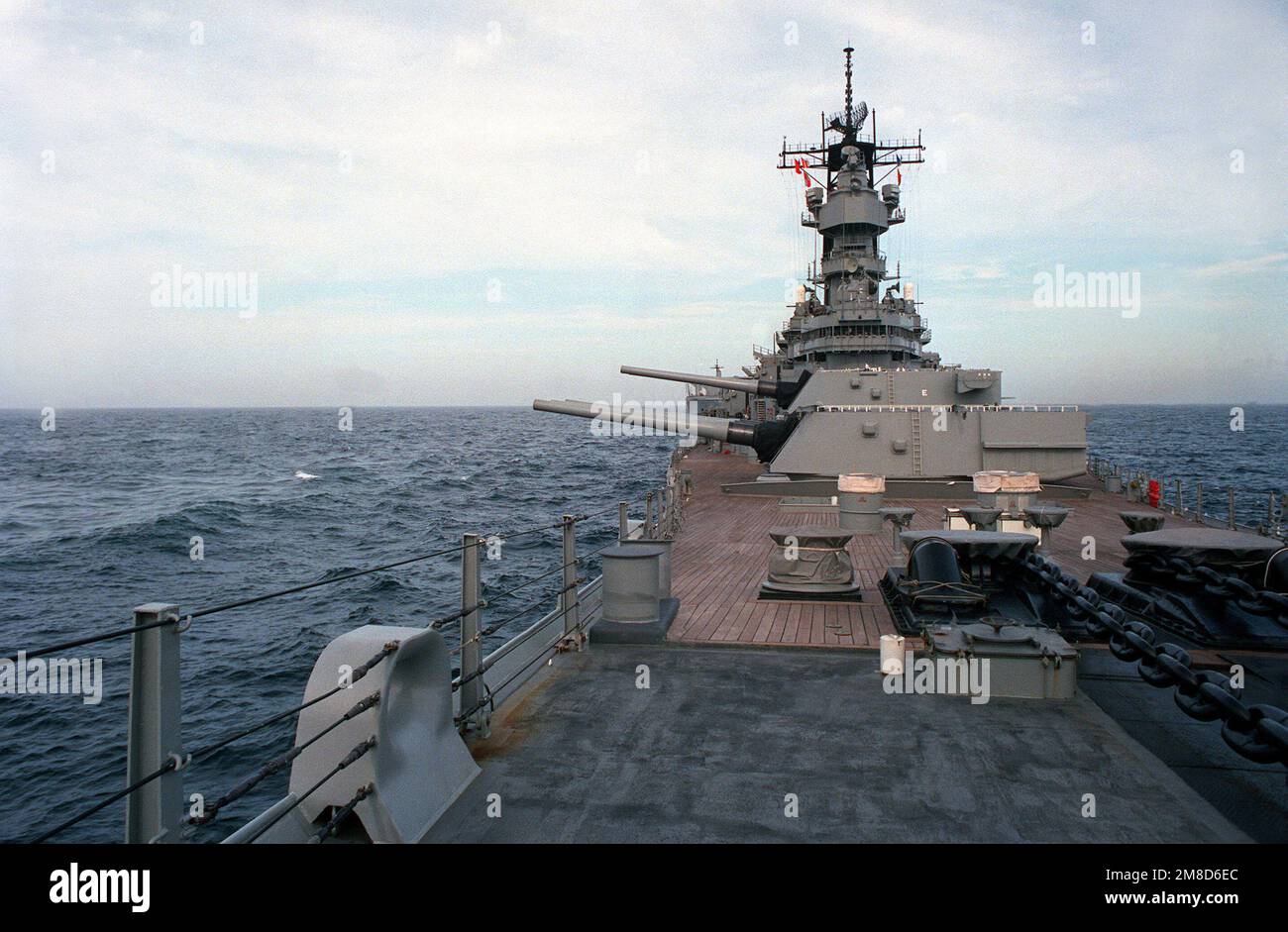 A View Looking Aft Aboard The Battleship USS MISSOURI (BB-63) Just ...