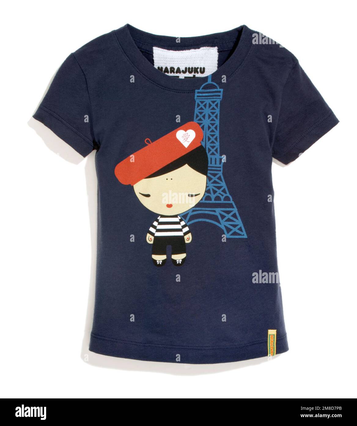 Harajuku child t-shirt with Eiffel Tower photographed on a white background Stock Photo