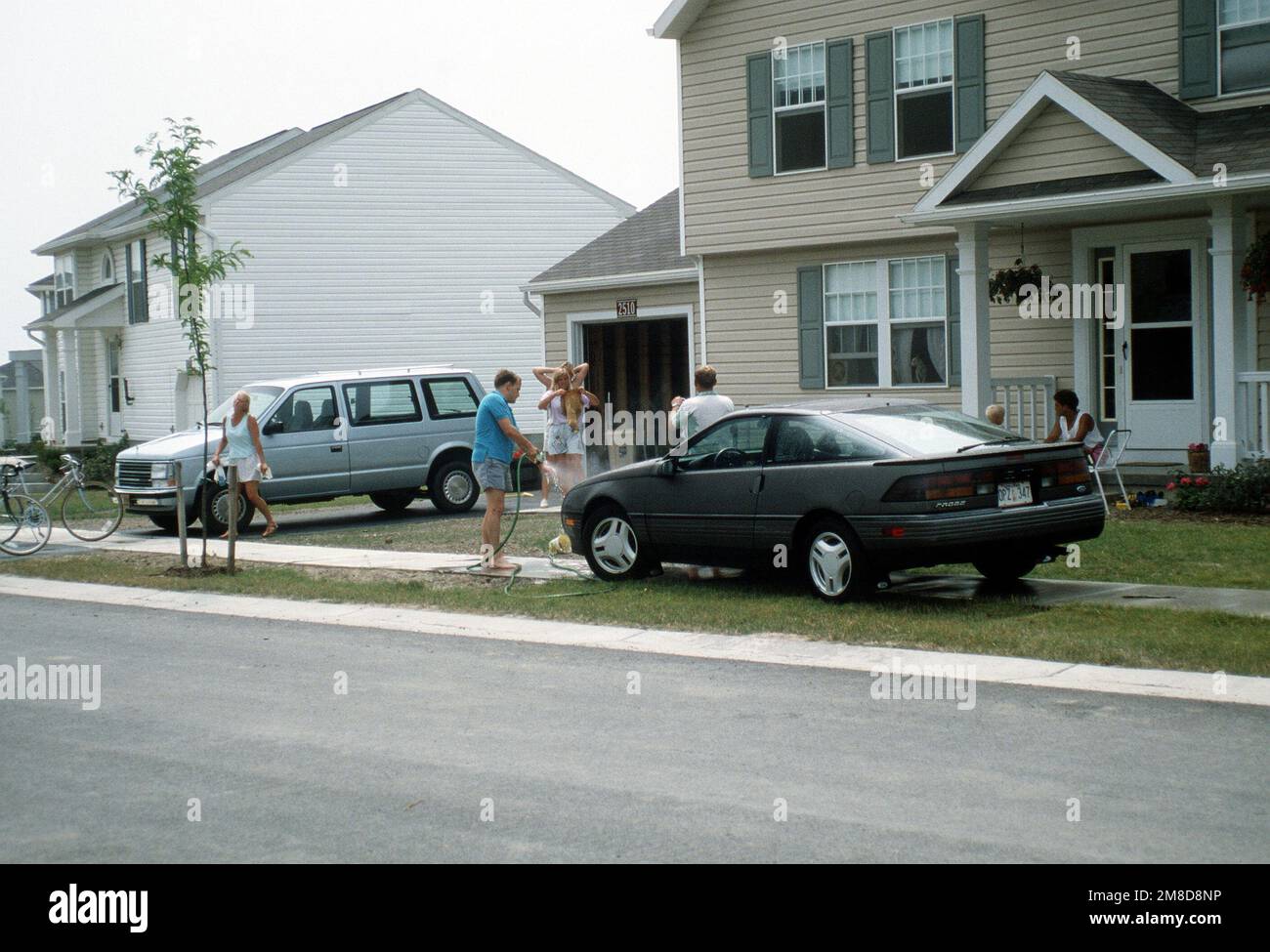 A military family enjoys quarters completed in January of 1989. Base