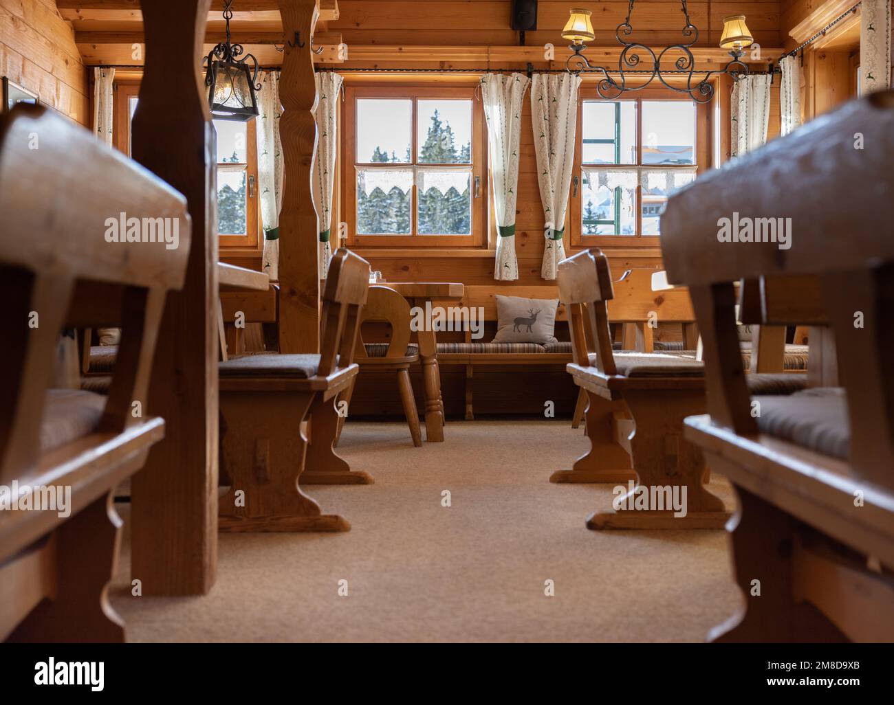 View from the bottom point of the guest hall of the mountain restaurant