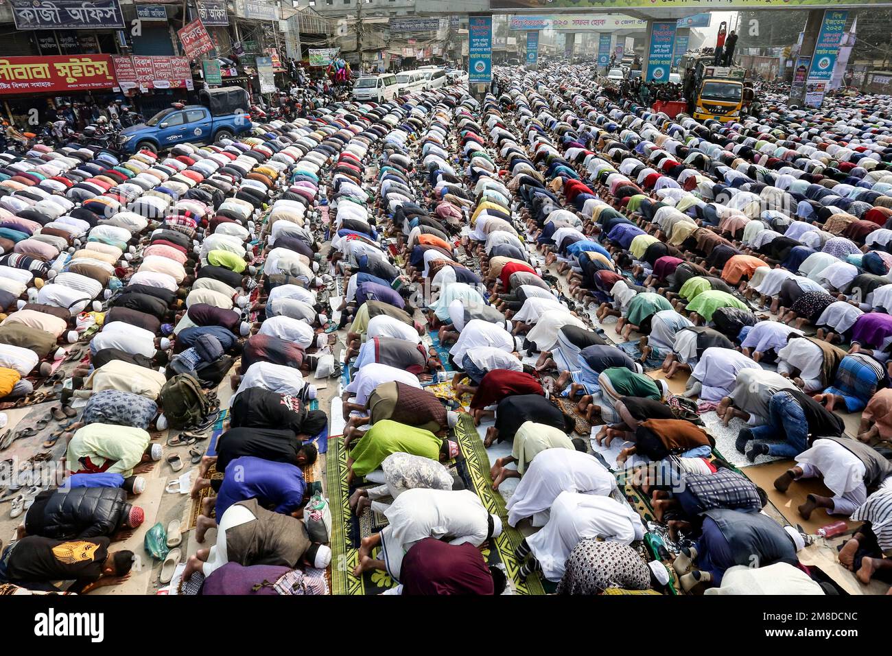 January 13, 2023, Tongi, Dhaka, Bangladesh Muslim devotees offer noon prayers during the  Biswa Ijtema  or the World Muslim Congregation in Tongi, on the outskirts of Dhakar