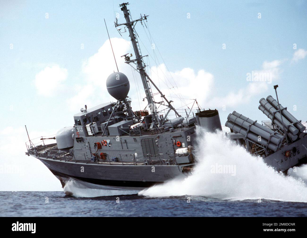 Foil-borne, the hydrofoil patrol combatant missile ship USS TAURUS