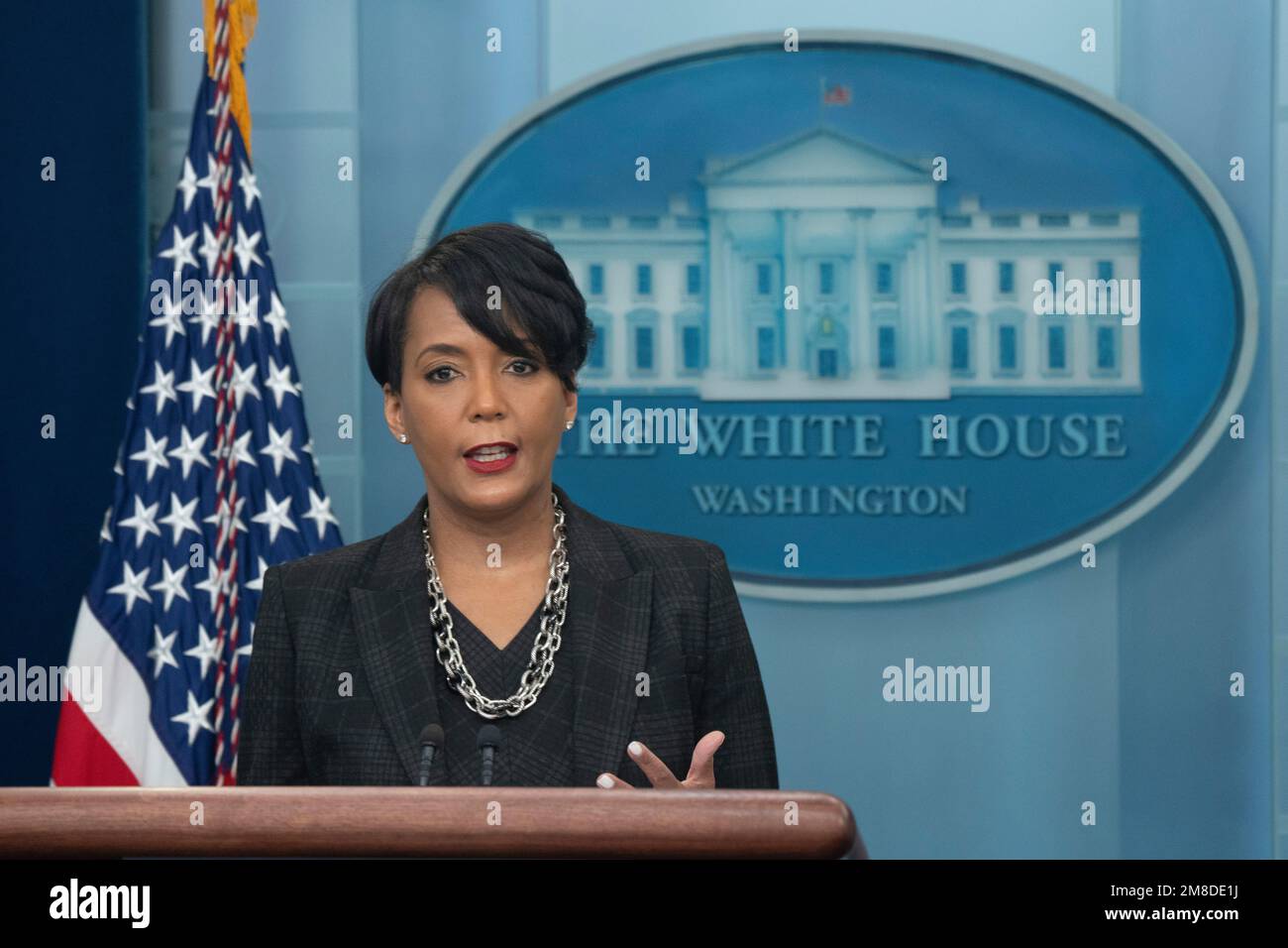 Senior Advisor for Public Engagement Keisha Lance Bottoms participates in the daily press briefing in the James S. Brady Press Briefing Room of the White House in Washington, DC on Friday, January 13, 2023.Credit: Chris Kleponis/CNP /MediaPunch Stock Photo