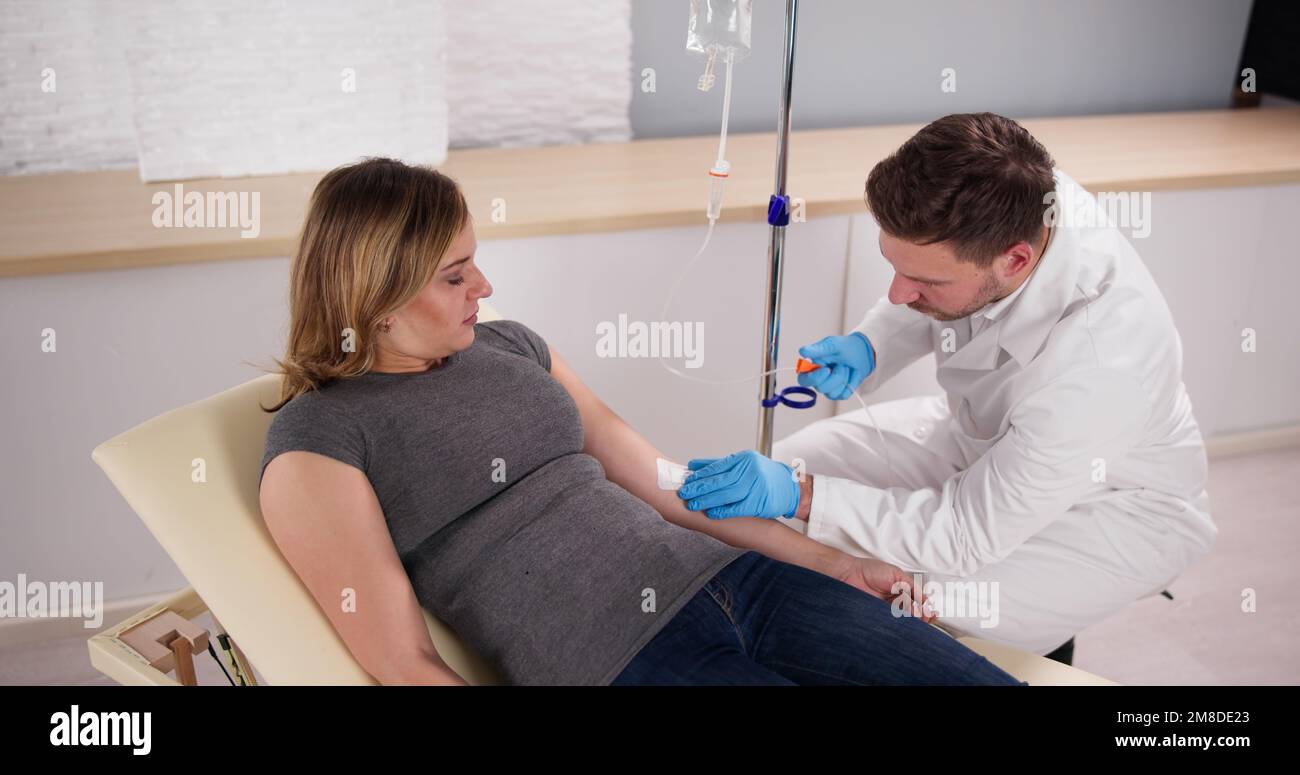 Vitamin Therapy IV Drip Infusion In Man Blood Stock Photo Alamy
