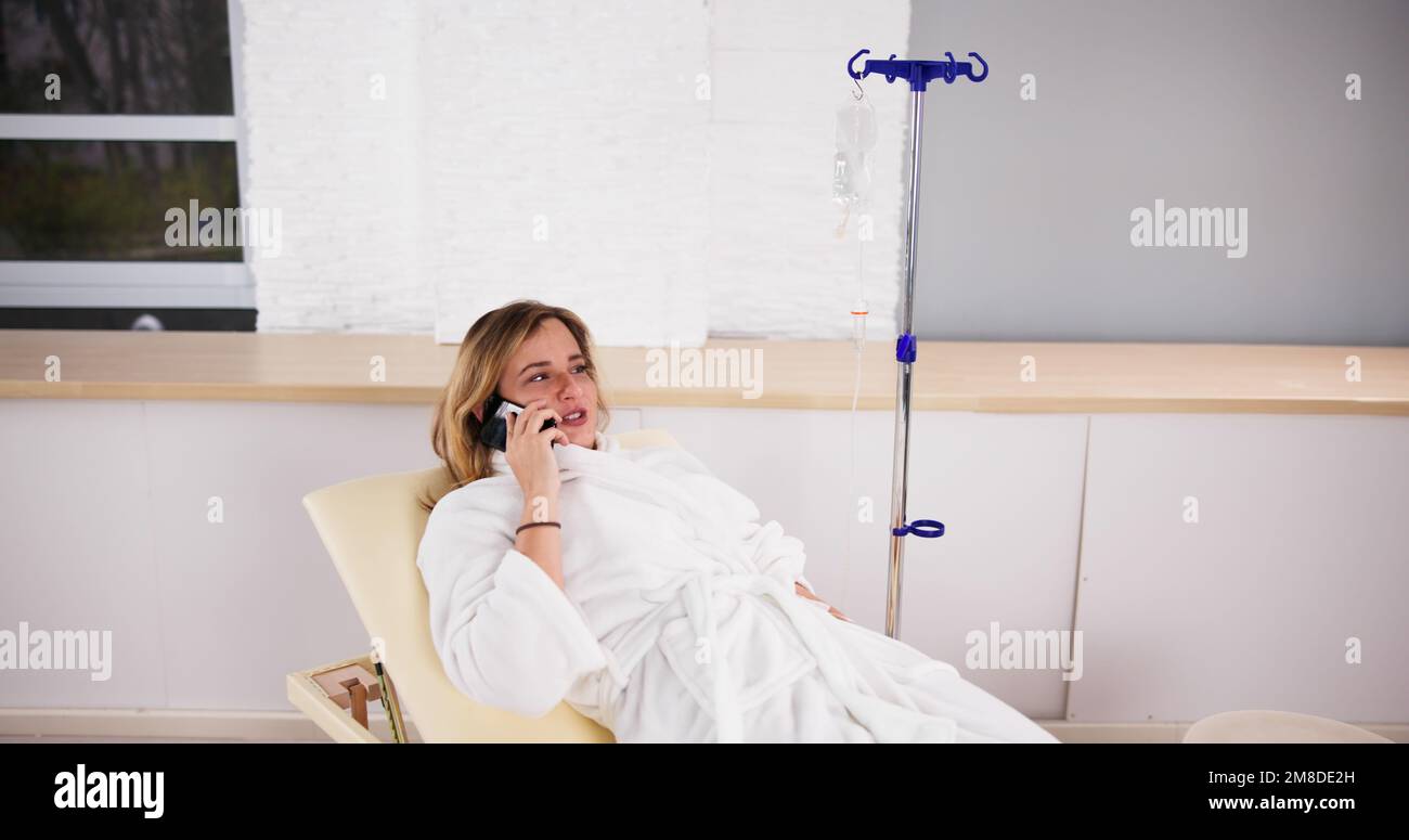 Vitamin Therapy Iv Drip Infusion In Women Blood Stock Photo