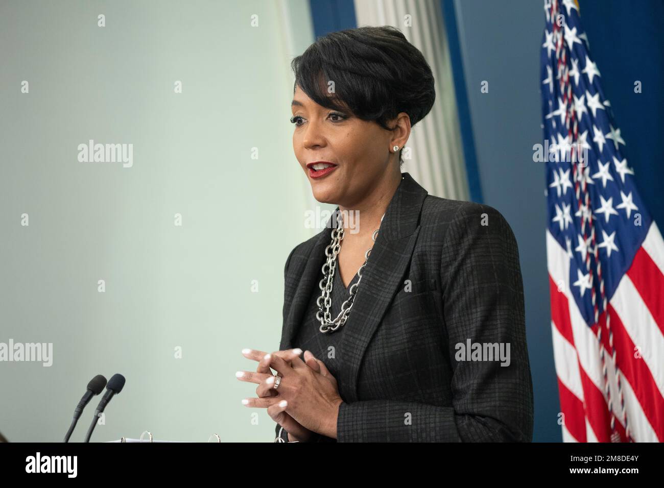 Senior Advisor for Public Engagement Keisha Lance Bottoms participates in the daily press briefing in the James S. Brady Press Briefing Room of the White House in Washington, DC on Friday, January 13, 2023.Credit: Chris Kleponis/CNP /MediaPunch Stock Photo