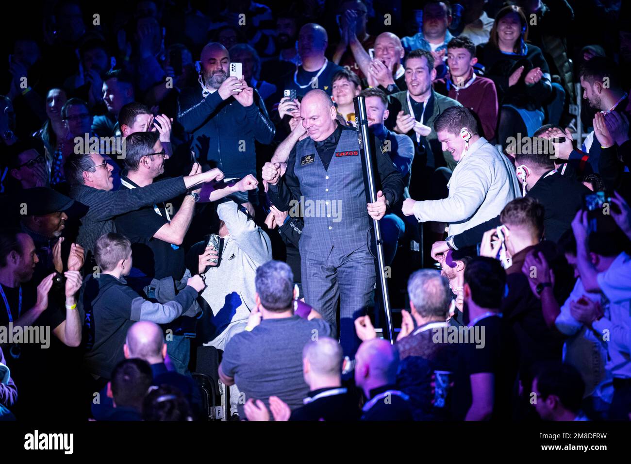 London, UK. 13th Jan, 2023. Stuart Bingham enters arena for the Quarter Finals during the Cazoo Master 2023 Day 6 Quarter Finals Matches at Alexandra Palace on Friday, January 13, 2023 in LONDON ENGLAND. Credit: Taka G Wu/Alamy Live News Stock Photo