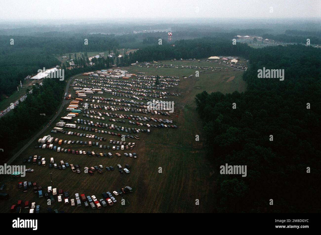 An aerial view of the vehicle parking area for the 1989 National ...
