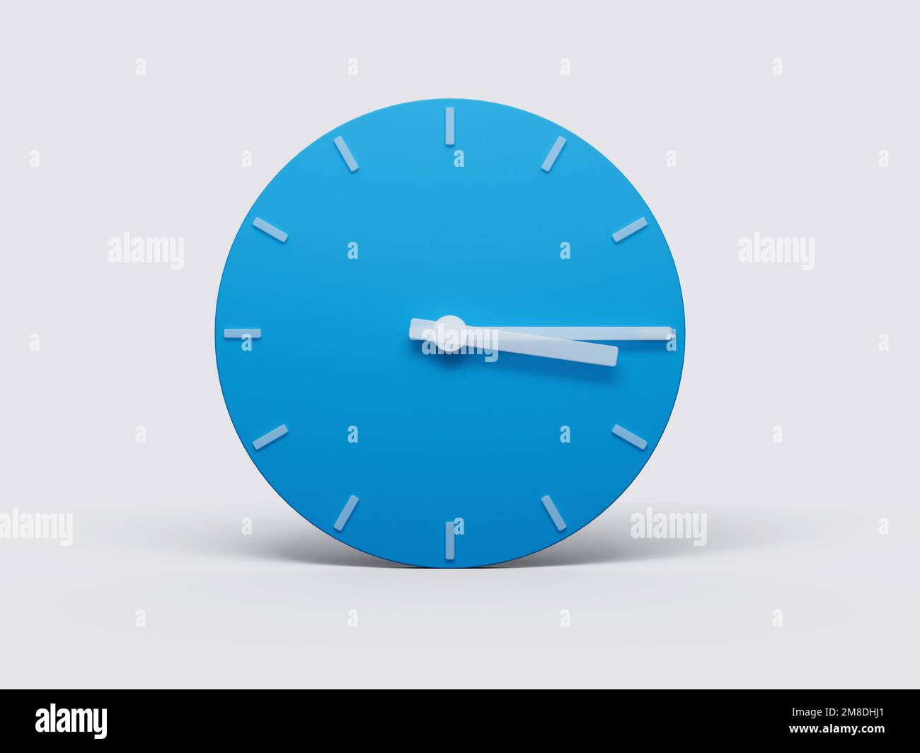 A 3d rendering of a minimal clock time of 3:15 o'clock on light pastel background Stock Photo