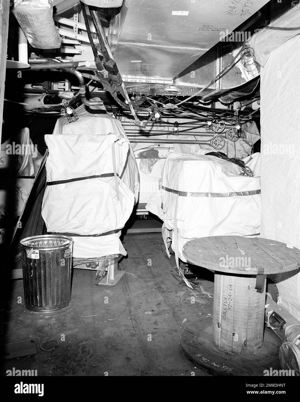 A view of main engine room No. 1 aboard the guided missile cruiser Lake ...