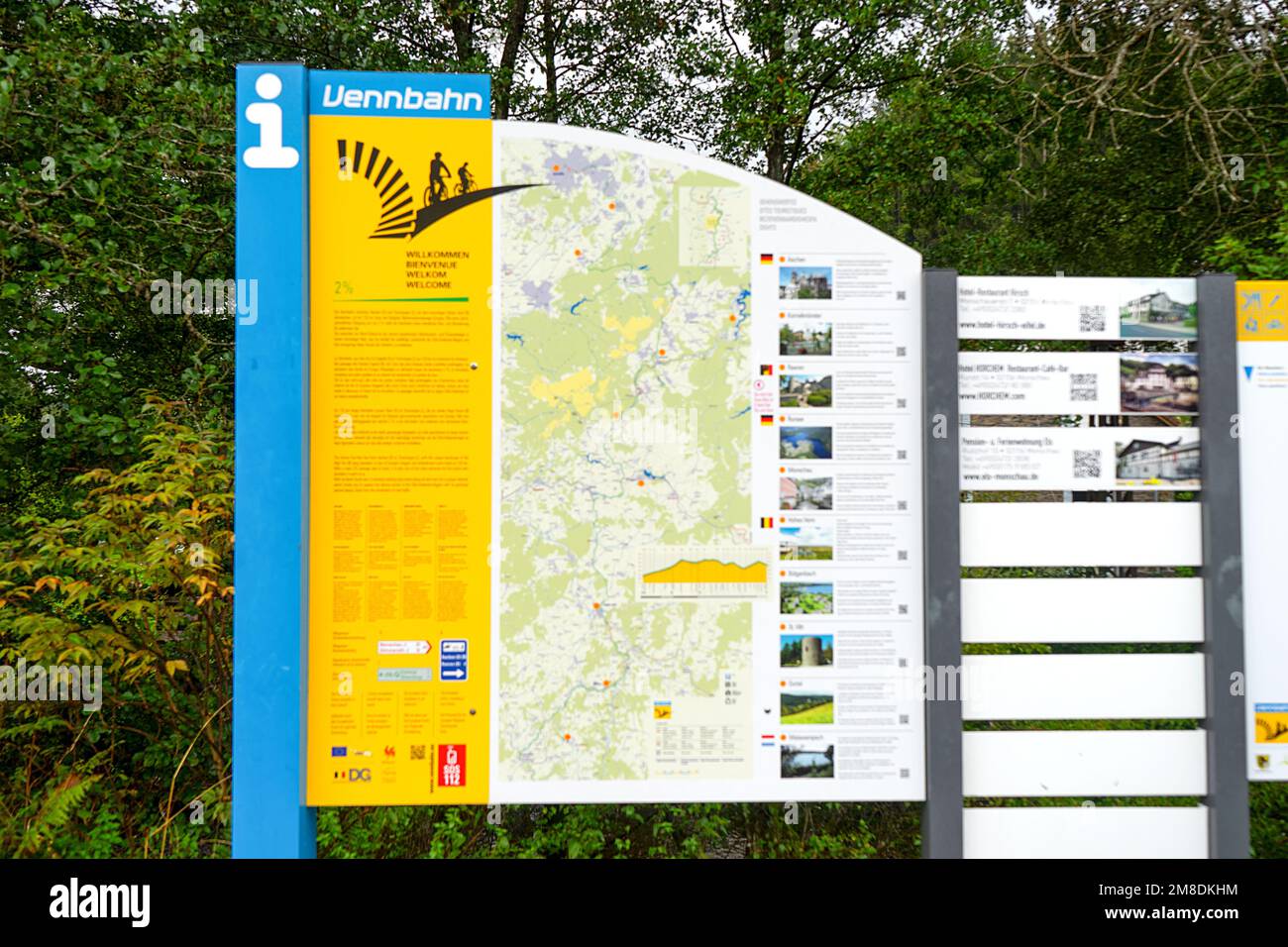 the Vennbahn, a long-distance cycle route through 3 countries, Belgium, Germany and Luxembourg Stock Photo