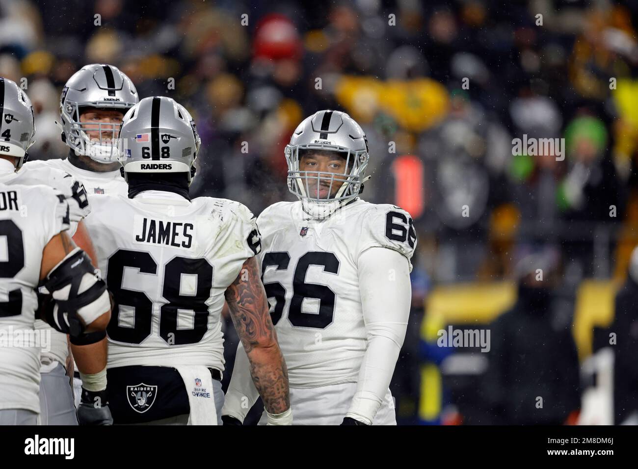 Las Vegas Raiders guard Richie Incognito (64) speaks to Los Angeles Rams  vice president of communications Artis Twyman during training camp on  Wednesd Stock Photo - Alamy