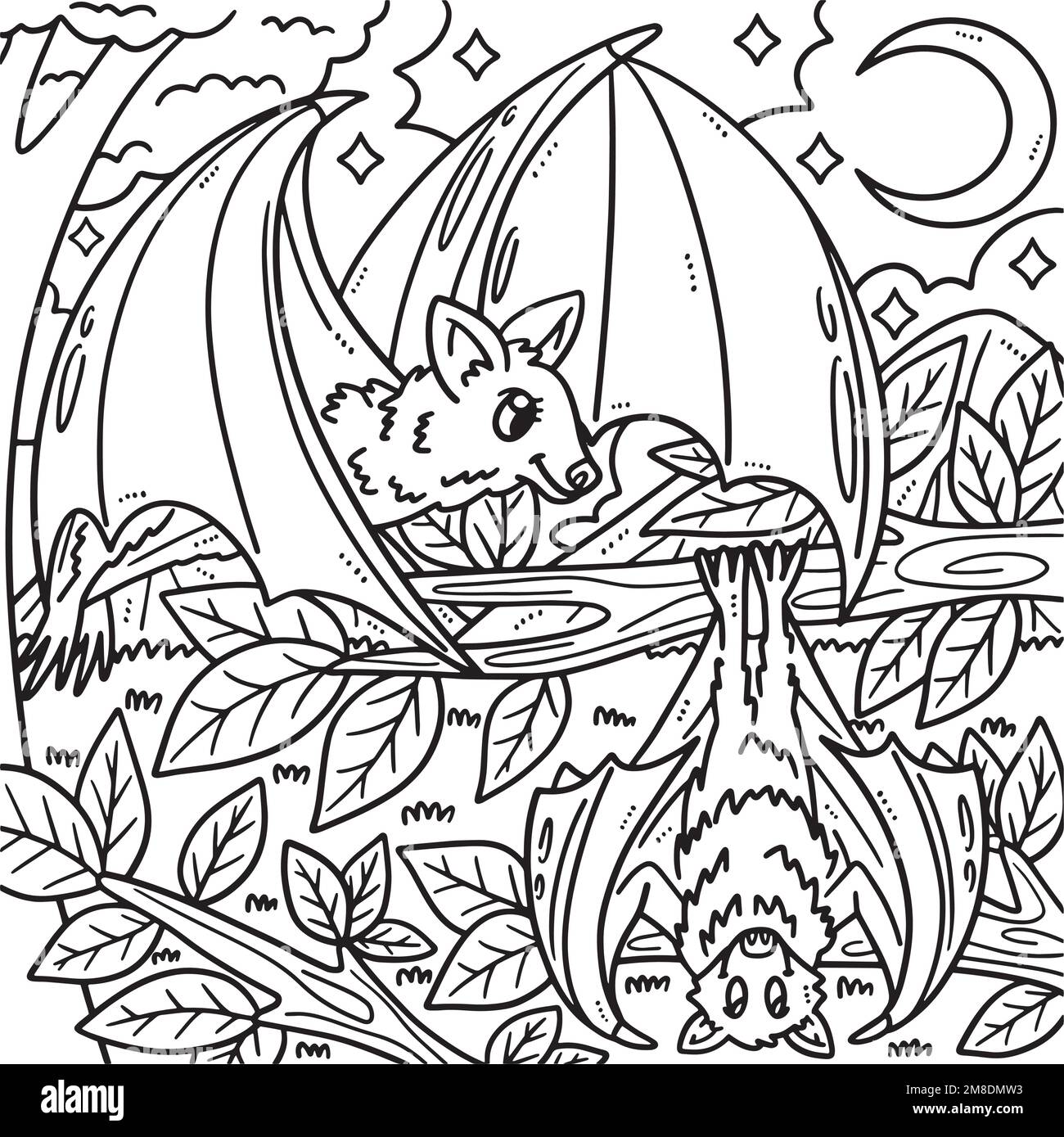 Sleeping Bat Coloring Page