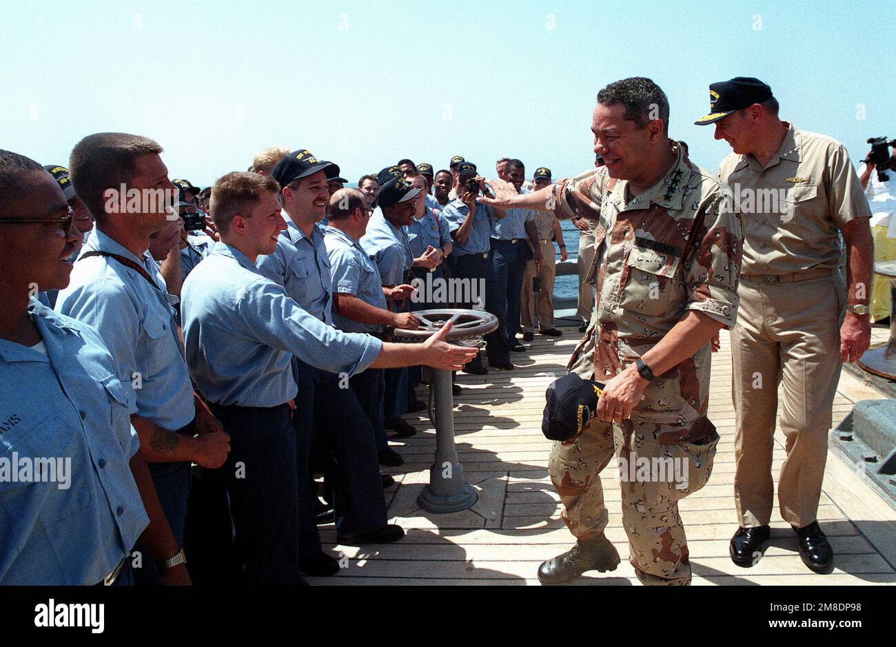 GEN. Colin L. Powell, chairman of the Joint Chiefs of STAFF, greets