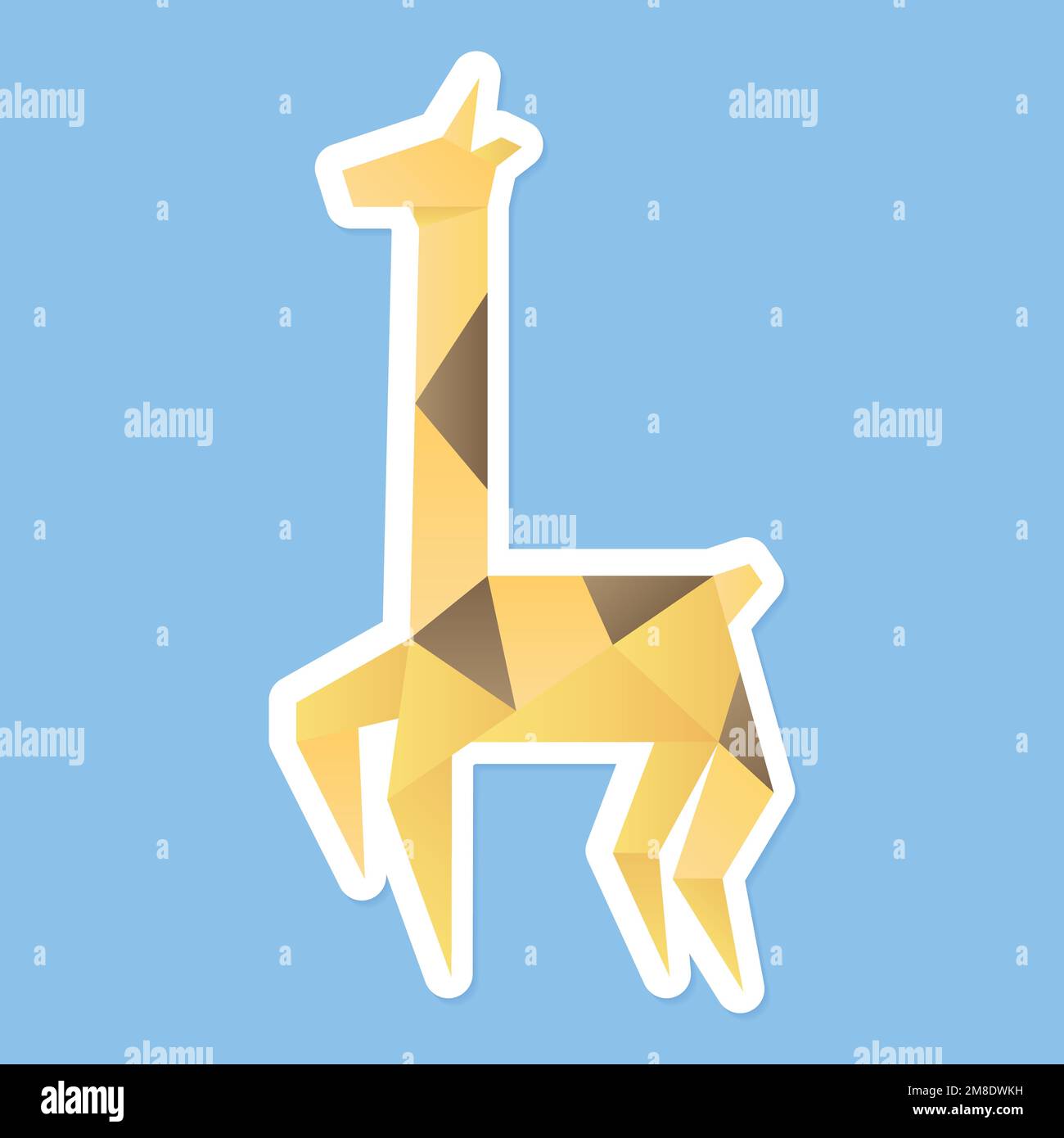 Handmade giraffe origami animal sticker vector Stock Vector