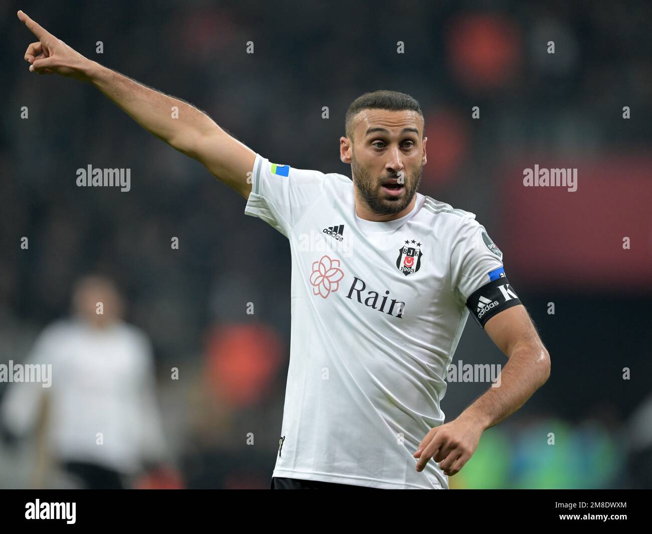 Cenk Tosun of Besiktas JK controls the ball duing the 2023/24 UEFA