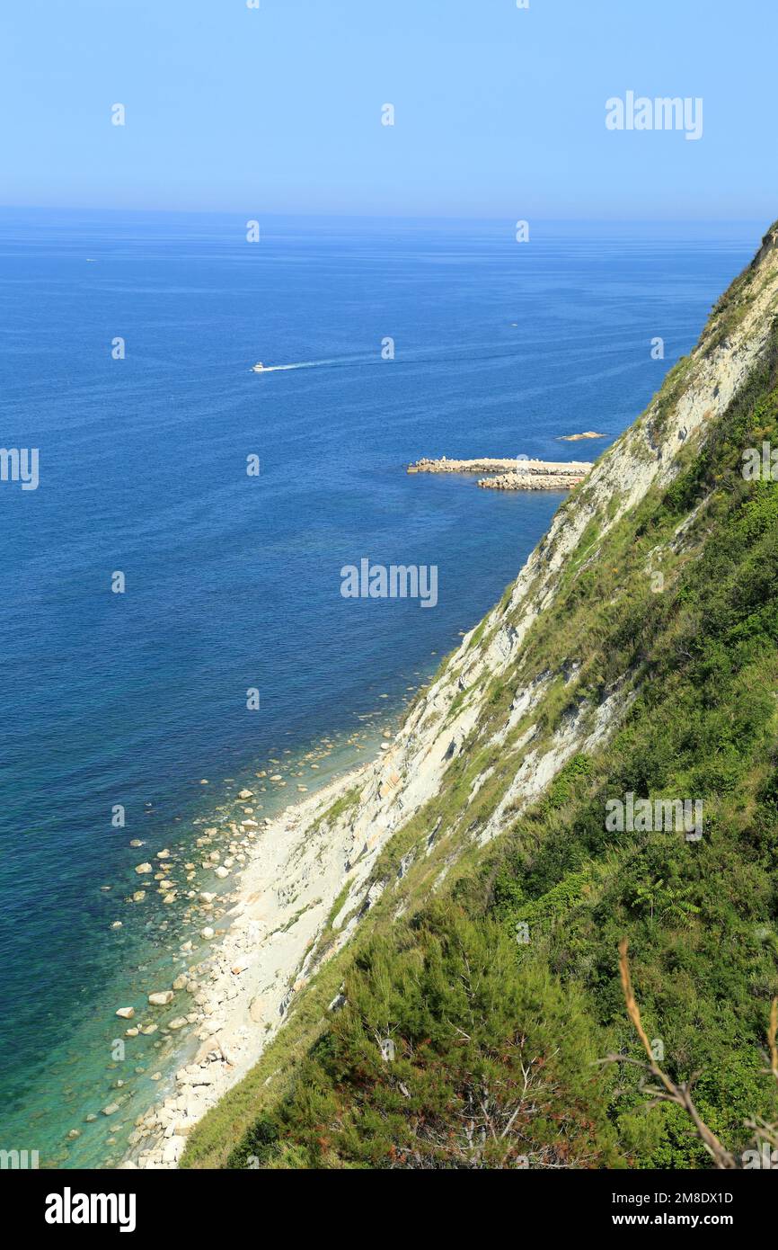 Steep cliffed coast in Ancona, Italy. Cappuccini Hill (Colle dei Cappuccini). Steilküste Stock Photo