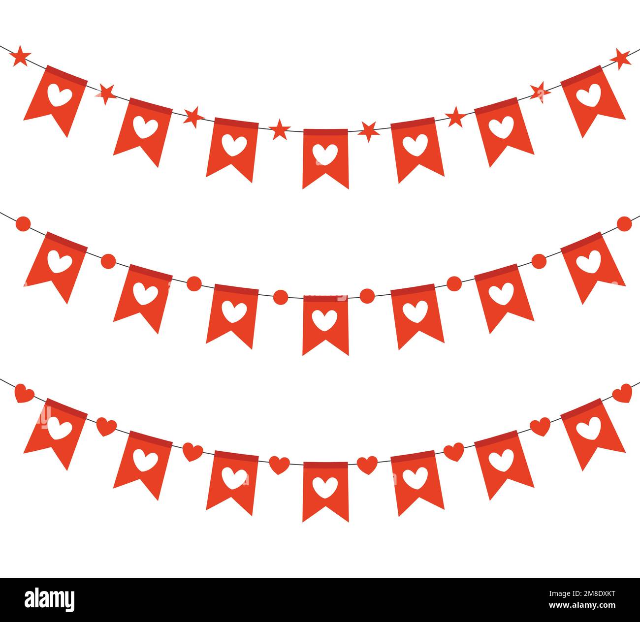 Red hearts banner set vector illustration isolated on white background ...