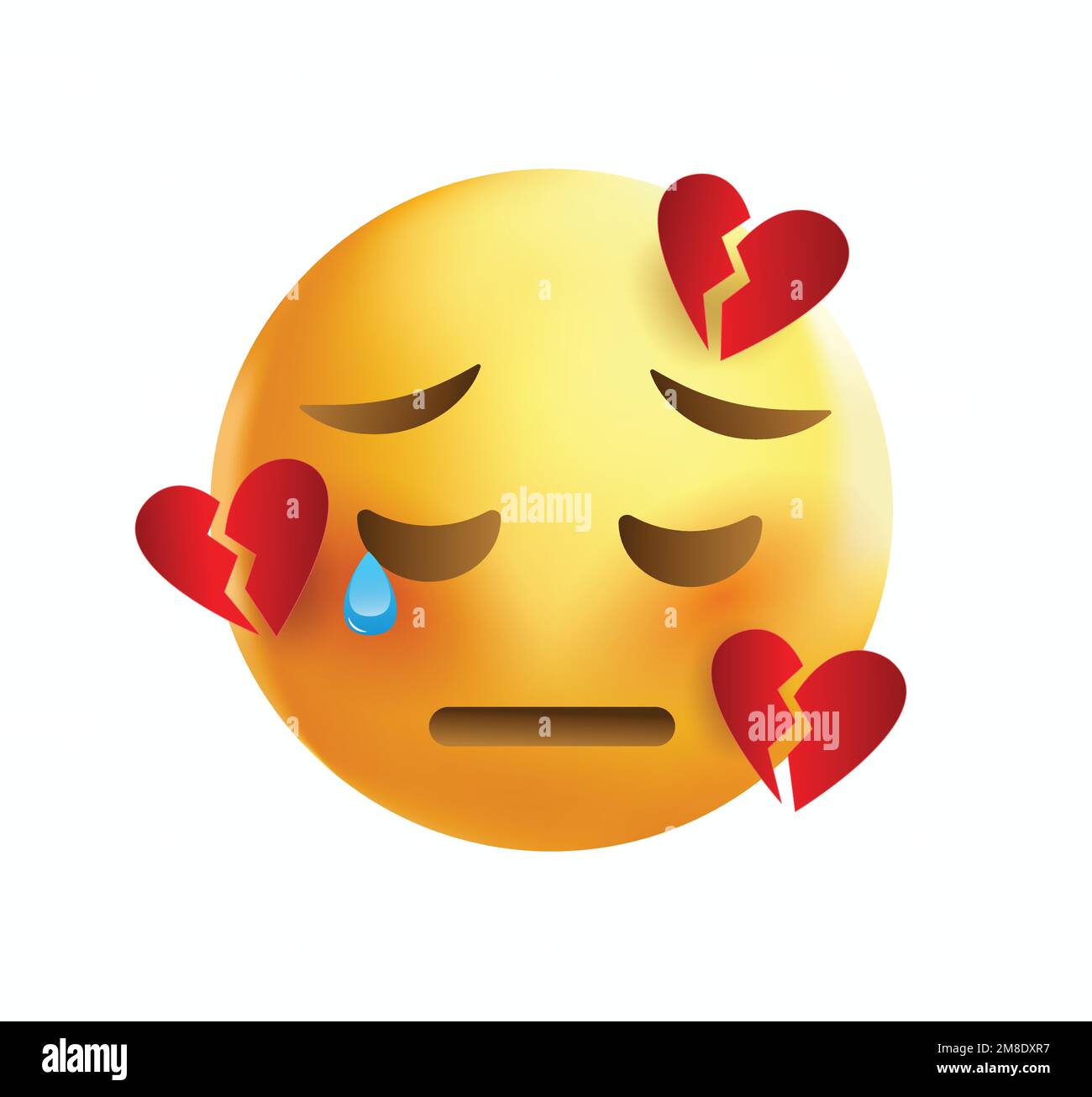 High quality emoticon on white background. Emoticon with broken heart. Sad emoji isolated on white background. Broken heart emoji. Stock Vector