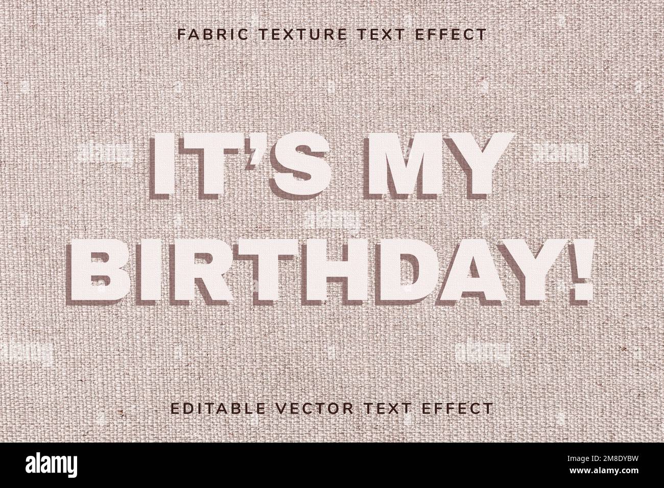 Beige editable vector fabric text effect template Stock Vector Image