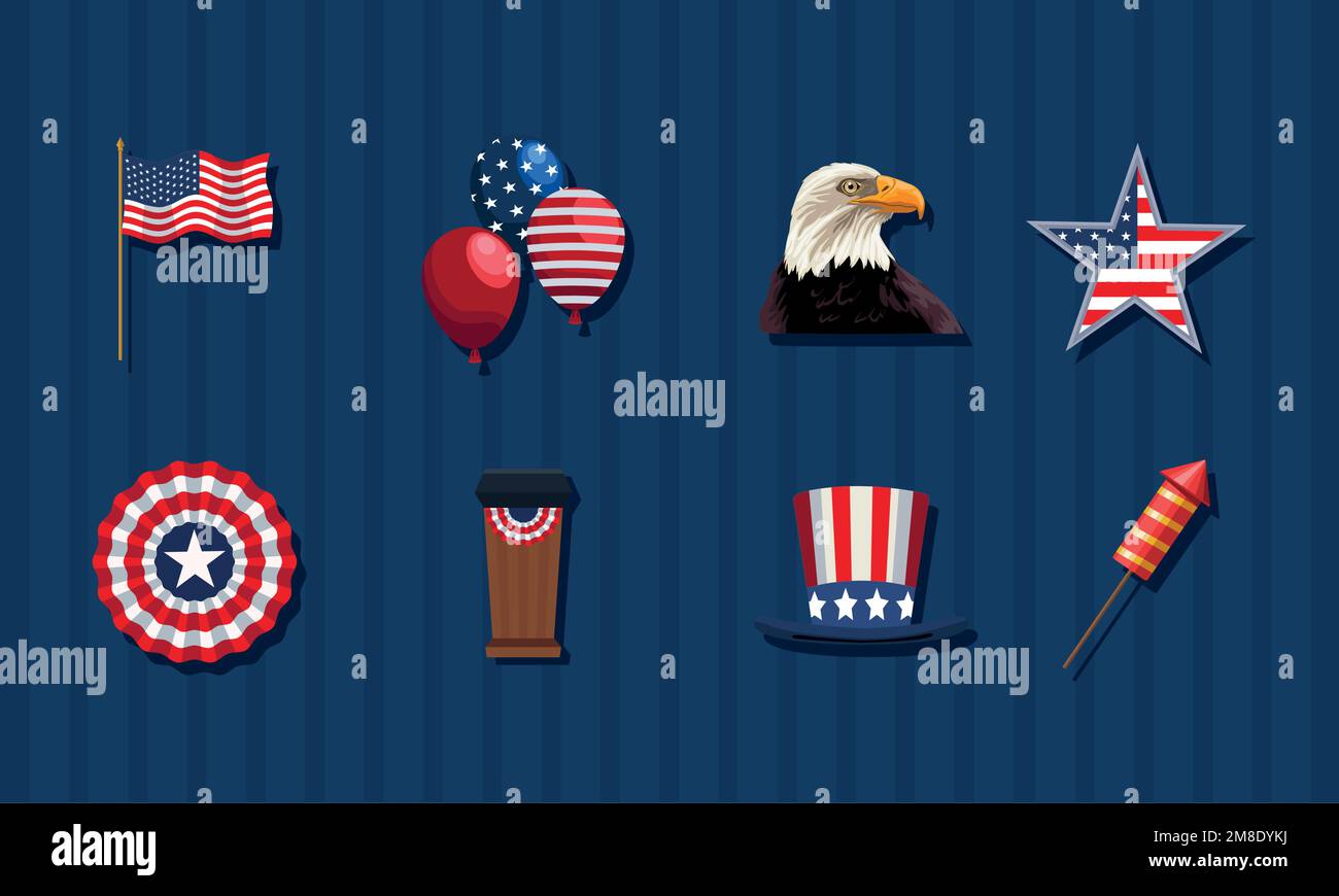 eight usa flag icons Stock Vector Image & Art - Alamy