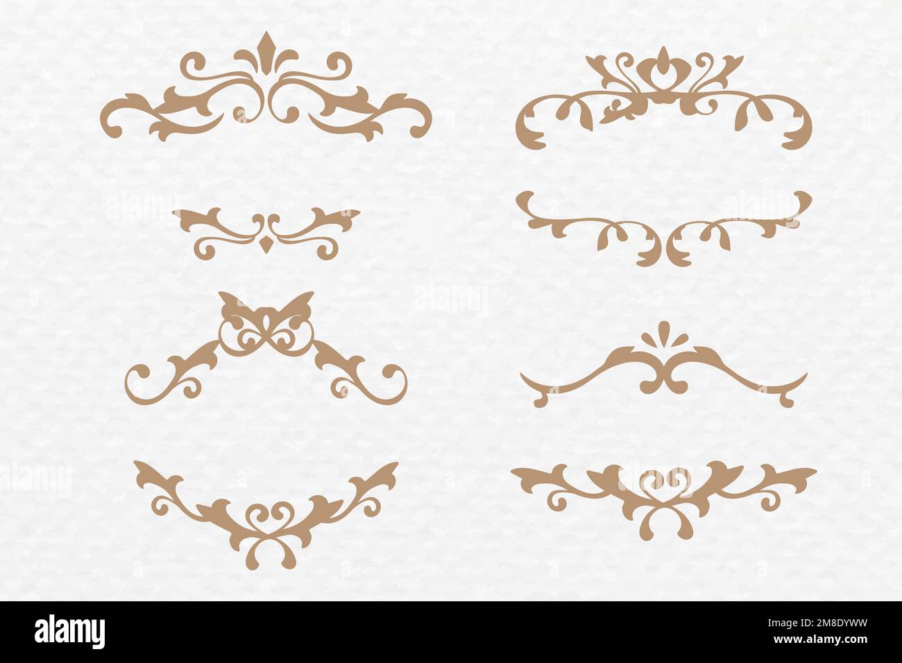 Scroll ornament frame vector gold art deco set Stock Vector