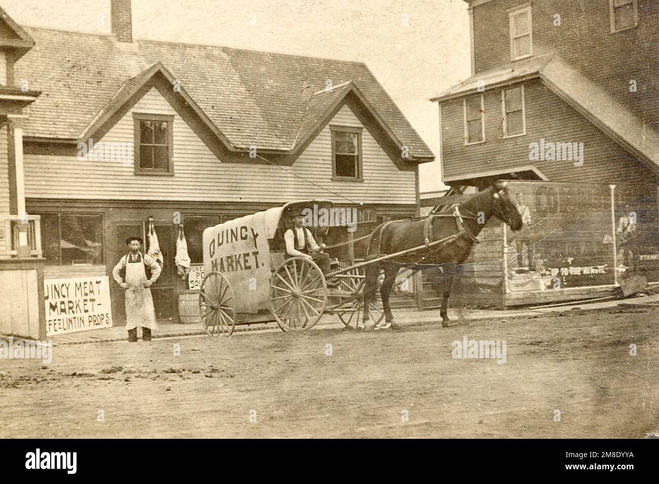 Meat Market about 1900, Butcher Shop, Quincy Meat Market, Turn of the