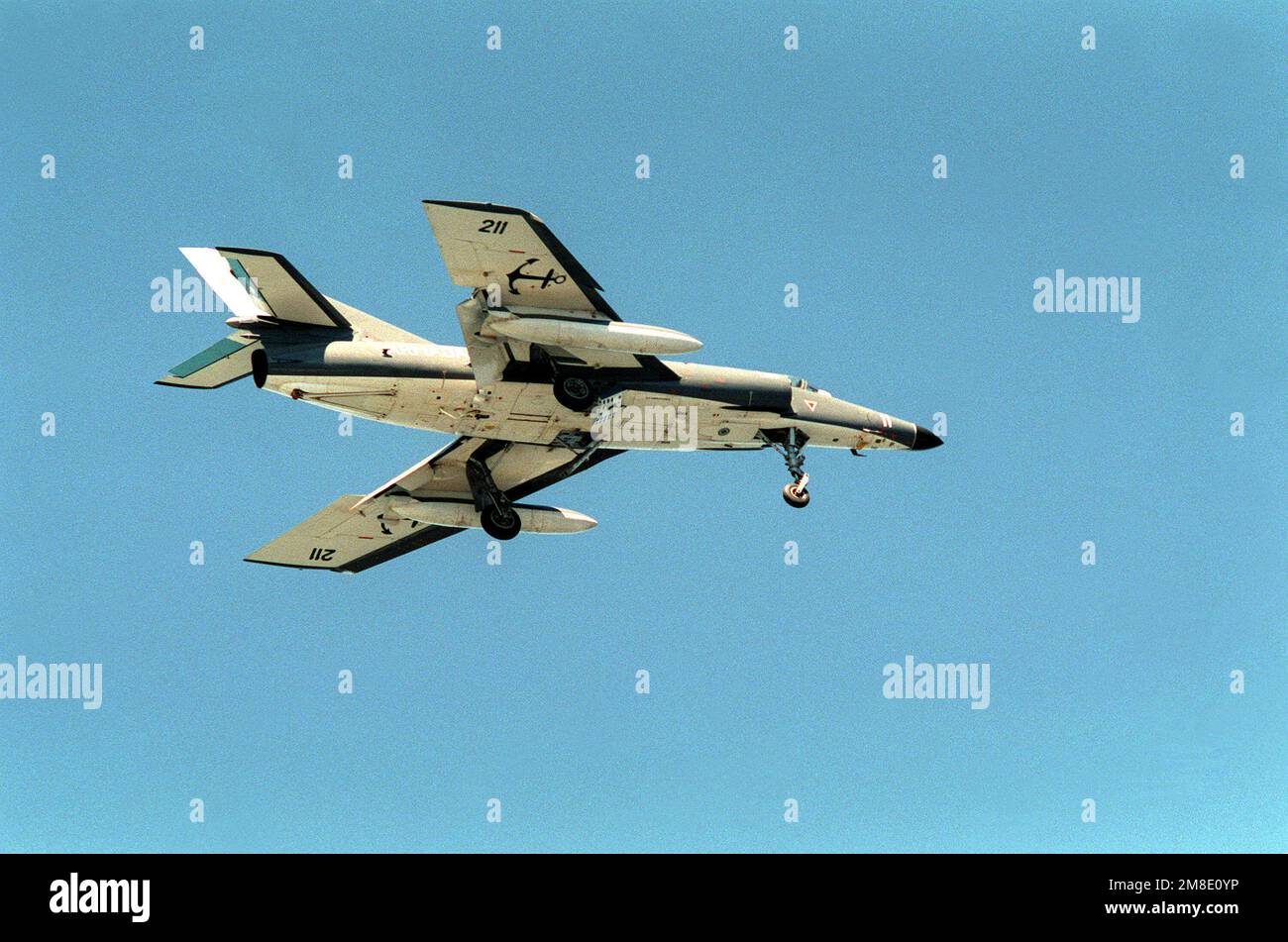 An Argentine navy Super Etendard aircraft passes over the nuclear
