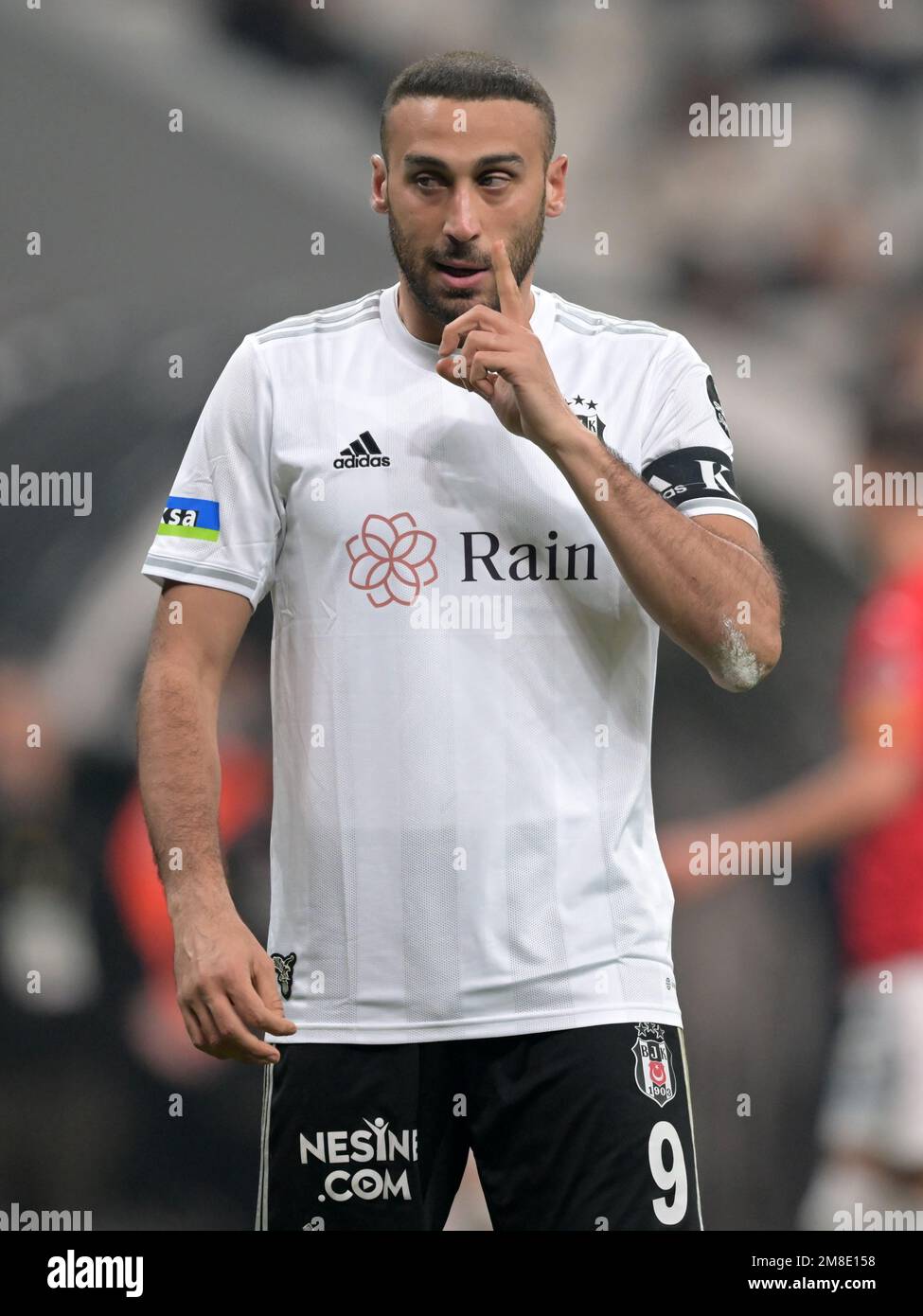 Cenk Tosun of Besiktas JK controls the ball duing the 2023/24 UEFA