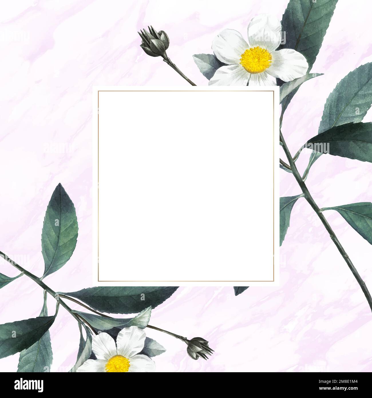 Flower and fruit decorated frame vector Stock Vector